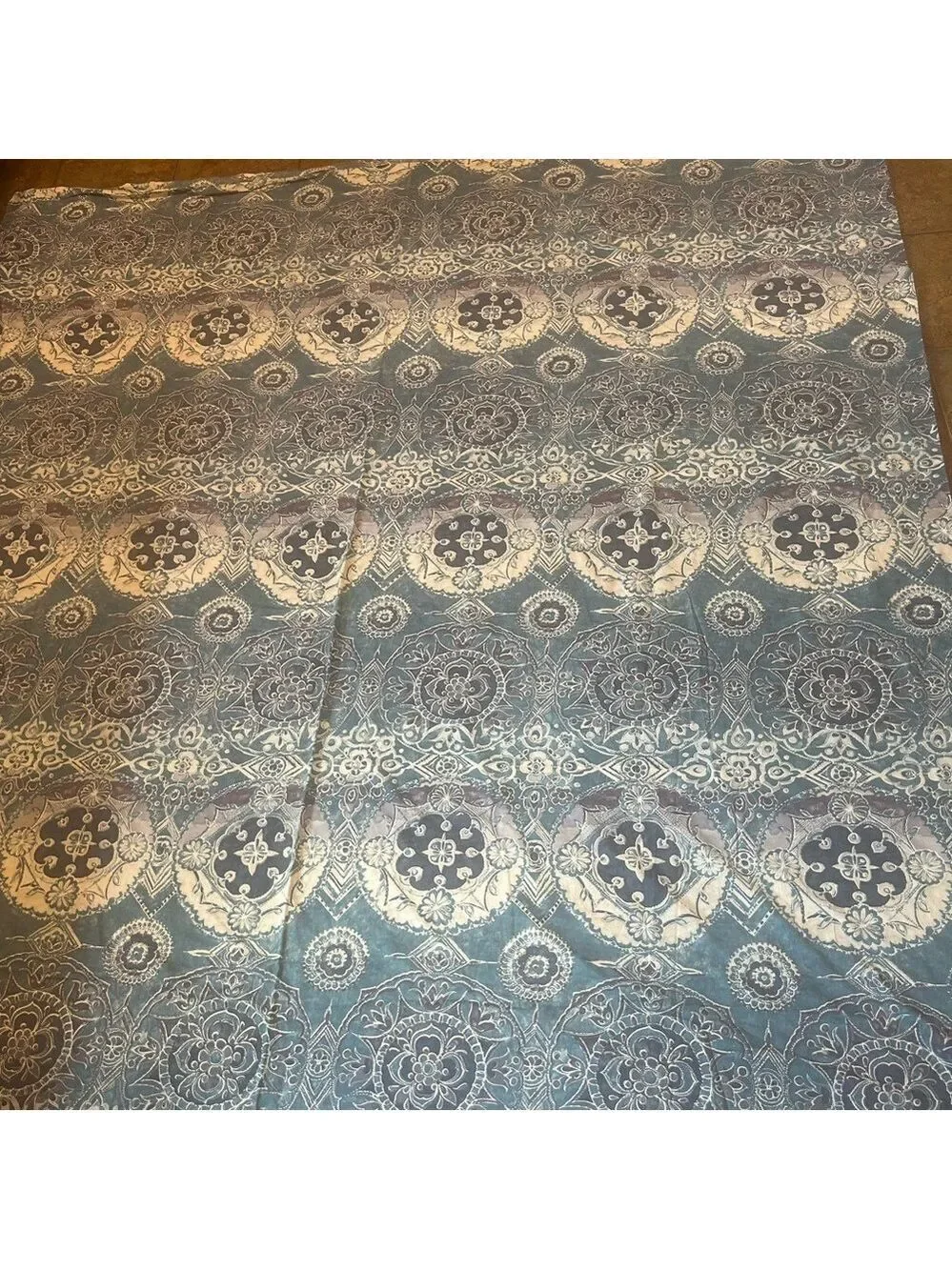Pottery Barn Duvet Set Full/Queen Blue Medallion 2 Pullowcases Cotton Boho